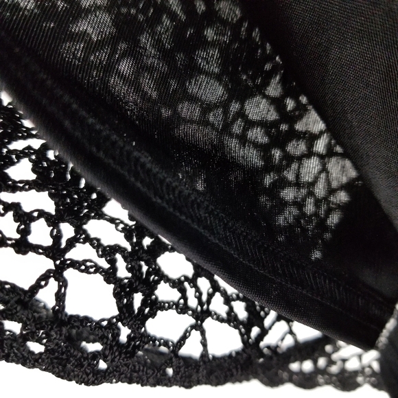 Talbots Womens Top Hand Knit Crochet Lace Baby Doll Top Size Small Black Boho - Picture 7 of 8